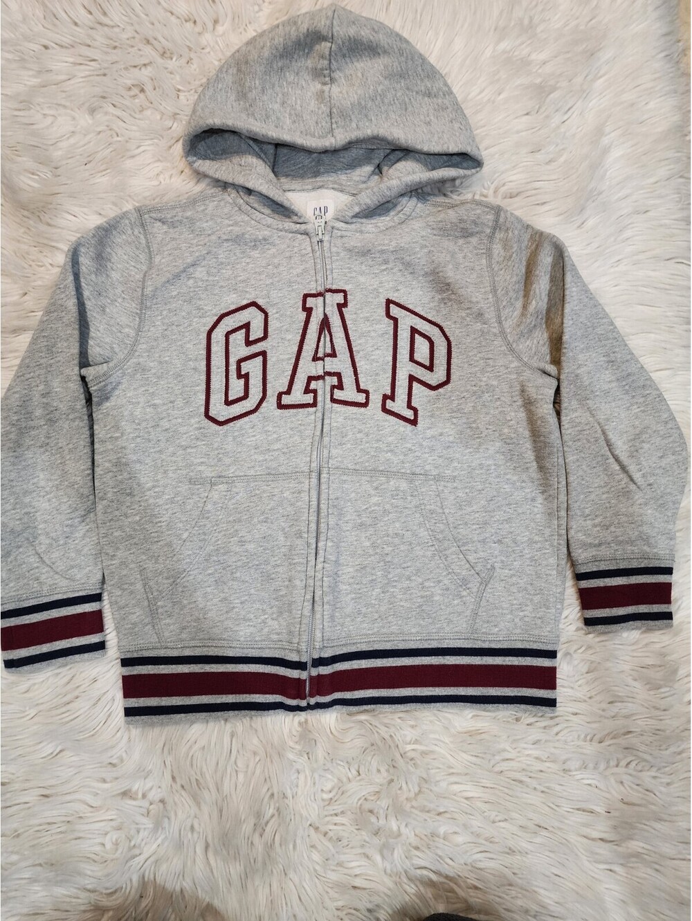 Gap Hoodie Boy's Kids Size Medium Gray Heather Full Zip Hoodie Long Sleeve EMB